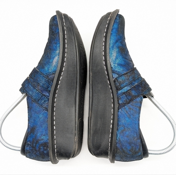 Alegria Alli blue black twist leather slip on hook & loop closure clog 37 6.5/7 - Picture 5 of 9